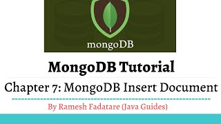 MongoDB Tutorial 7 - MongoDB Insert Document