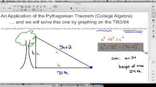 Pythagorean Theorem College Algebra Example with TI83/84 Help
