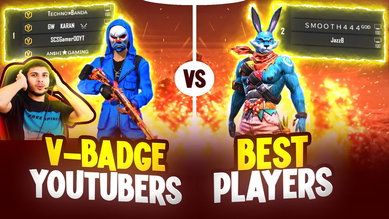 V Badge Youtubers Vs Best Players || Who Will Win ? - Garena Free Fire ...