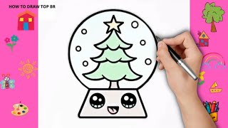 HOW TO DRAW A CUTE CHRISTMAS SNOW GLOBE EASY DRAWING PIKACHU STEP BY STEP