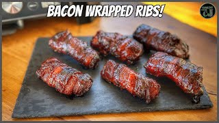 NINJA WOODFIRE GRILL BACON WRAPPED BABY BACK RIBS!