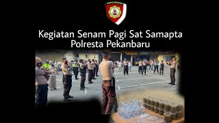 Aktivitas Senam Pagi Diselingi Kegiatan Makan Puding Bersama Pers Sat Samapta Polresta Pekanbaru