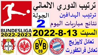 ترتيب الدوري الالماني وترتيب الهدافين ونتائج مباريات اليوم السبت 13-8-2022 الجولة 2 - تعادل لايبزيج