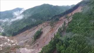 豪雨に見舞われた大分県日田市小野地区　ドローン動画