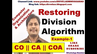 Division Algorithm || Restoring Division Algorithm || Flowchart for Restoring Division Algorithm