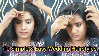 10 (Easy \u0026 Simple Wedding Hairstyle with Nethichutti(Maang tikka)/For Party \u0026 function/kanmanibeauty