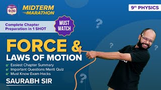 Force and Laws of Motion Class 9 Science (Physics): Midterm Marathon (Theory+Questions+Tips) | BYJUS