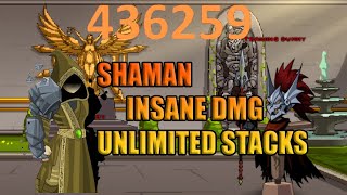 AQW | Shaman Class Vs Training Dummy (87 MILLION HP) | Shaman Unlimited Stacks! | Over 400K Crits