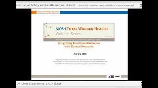 NIOSH Total Worker Health® Webinar Series: Integrating Functional Outcomes with Clinical Measures
