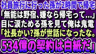 【感動する話】社員旅行に行った孫が2時間で帰宅「私だけ野宿だって  」と泣きながら話す。俺はすぐに電話し「社長かね？500億の契約は白紙だ」驚きの展開に