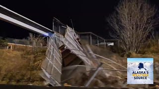 Pedestrian bridge partially collapses over Seward Highway