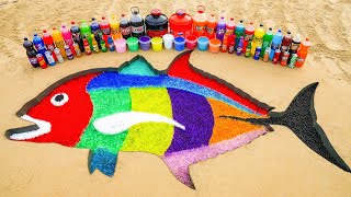 How to make Rainbow Giant Trevally Fish with Orbeez, Big Fanta, Coca-Cola vs Mentos & Popular Sodas