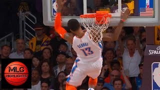 Paul George gets a technical foul after dunk | Thunder vs Lakers