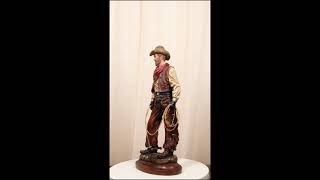 Ebros Western Full Outfit Cowboy Holding Cattle Lasso Ropes Statue 15.5\