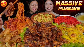 MASSIVE SPICY FAST FOOD \u0026 BUFF RIBS MUKBANG @eatwithanjali2  || EATING Laphing,chatpatey,panipuri