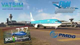 NEW BORIS PMDG 737 SOUND PACK! KLM Departure Schiphol on VATSIM (MSFS)