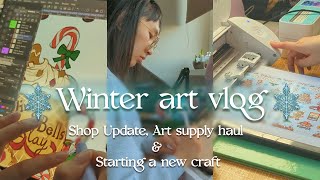 Winter vibes in the studio ❄️A new adventure, art supply haul and a shop update #studiovlog