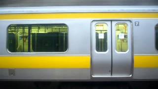 【各駅停車と並走】総武線快速_E217系_津田沼→船橋【加速性能の違いが分かる動画】／Difference in acceleration performance.