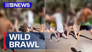 Group of youths allegedly involved in violent brawl at Central Coast holiday park | 9 News Australia