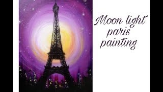 Moonlight paris acrylic painting tutorial | how to paint paris with moonlight