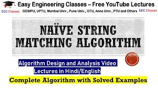 Naive String Matching Algorithm in Hindi with Solved Examples - Algorithm Design Analysis Lectures
