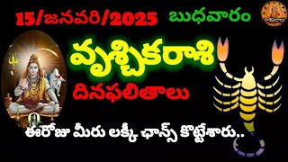 వృశ్చిక రాశి వారికి ఈరోజు మీరు లక్కీ ఛాన్స్ కొట్టేశారు. 15/జనవరి/2025 దిన ఫలితాలు ఇవి..