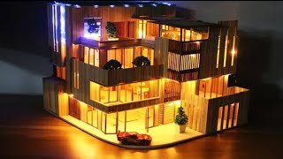 How to make a Wooden Stick house with LED light | POSITIVE VIBES |