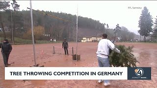 German tree throwing competition