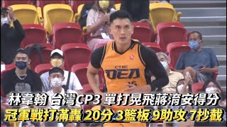 林韋翰 台灣CP3 單打晃飛蔣淯安得分 冠軍戰打滿轟 20分 3籃板 9助攻 7抄截！跨聯盟籃球邀請賽冠軍戰 新北中信特攻 vs 台啤英熊！