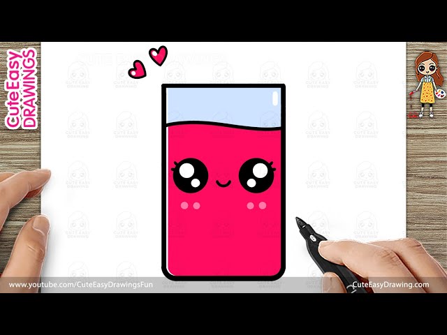 How To Draw A Cute Juice Glass Watermelon Drink For Kids Step By Step