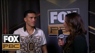 David Benavidez talks with Heidi Androl after heated press conference from Los A