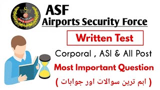 ASF Written Test Important Question | ASF Written Test For Corporal | ASF Written Test For ASI | ASF