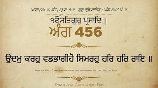 Guru Granth Sahib - Ang 456 ਉਦਮੁ ਕਰਹੁ ਵਡਭਾਗੀਹੋ ਸਿਮਰਹੁ ਹਰਿ ਹਰਿ ਰਾਇ ॥