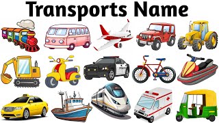 🚖50 Transport Name | ✈️ Vehicles name in Hindi and English |⛵Transports Name with Pictures