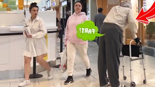 Old Man Farts On Shoppers at The Mall!! (Farts Will Fly)