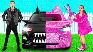 Pink Car vs Black Car Challenge | Funny Challenges by TeenTeam Challenge