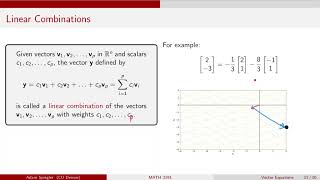 MATH 3191: The Span of a Set of Vectors
