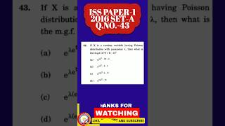 INDIAN STATISTICAL SERVICE(ISS) PREVIOUS YEAR 2016 SET-A PAPER 1 Q.NO. 43 #indianstatisticalservice