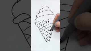 how to draw ice cream cone , ice cream drawing easy , youtube shorts , #easydrawing , #trending