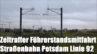 [Zeitraffer] Führerstandsmitfahrt Straßenbahn Potsdam Linie 92 Kirschallee - Marie-Juchacz-Str.