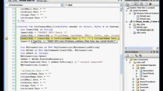 Visual Basic Visual Studio Video Tutorial - Insert record into your relational database