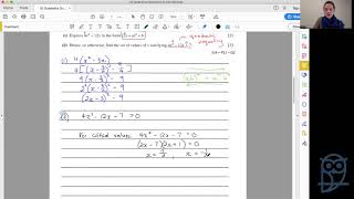 AS Pure Mathematics Past Paper Questions - Quadratics