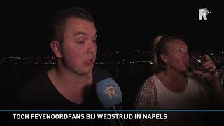 Supporters van Feyenoord komen ondanks een verbod het stadion van Napoli binnen