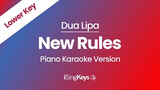 New Rules - Dua Lipa - Piano Karaoke Instrumental - Lower Key