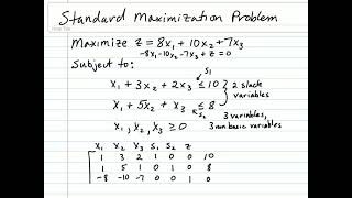Part 1 Solving a Standard Maximization Problem using the Simplex Method