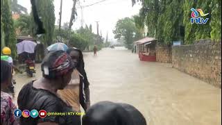 Heavy rains in Mombasa cause flash floods, submerging roads in Bombolulu Estate