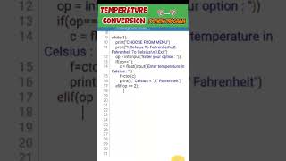 Python Tutorial || Temperature Conversion In Python #shorts #basiccode
