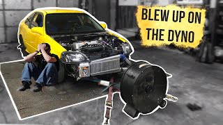 Pt.8 | LAMBO KILLER BUILD | 600HP AWD TURBO HONDA CIVIC | BLEW UP ON THE DYNO!