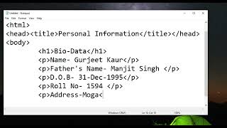 Create a HTML Web Page to Show Your Personal Information |