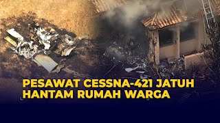 Pesawat Cessna-421 Jatuh, Tabrak Rumah Warga